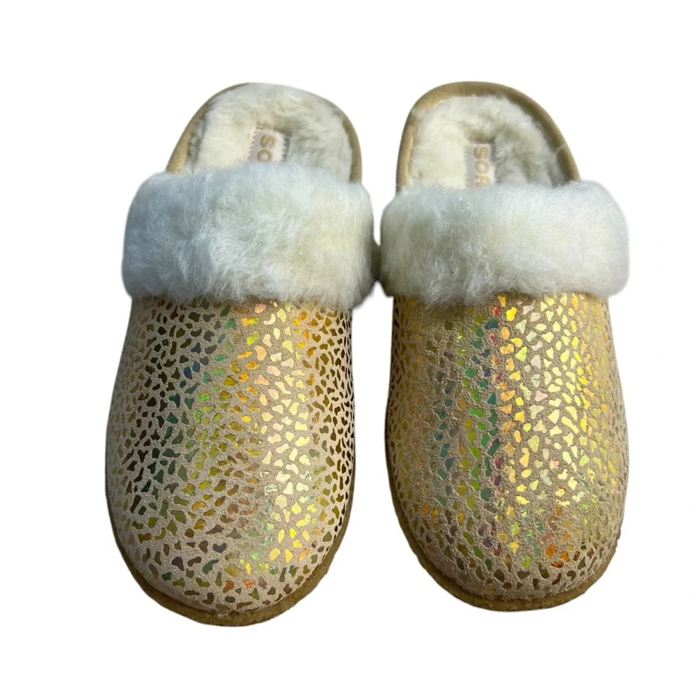 Sorel NEW Nakiska Slide II Ceramic Gum Tan Slippers Girls Youth Size 2, 3, 4, 5